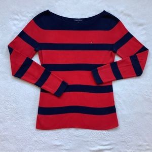 Tommy Hilfiger Stripe Boatneck Light Weight Sweater 100% Pima Cotton